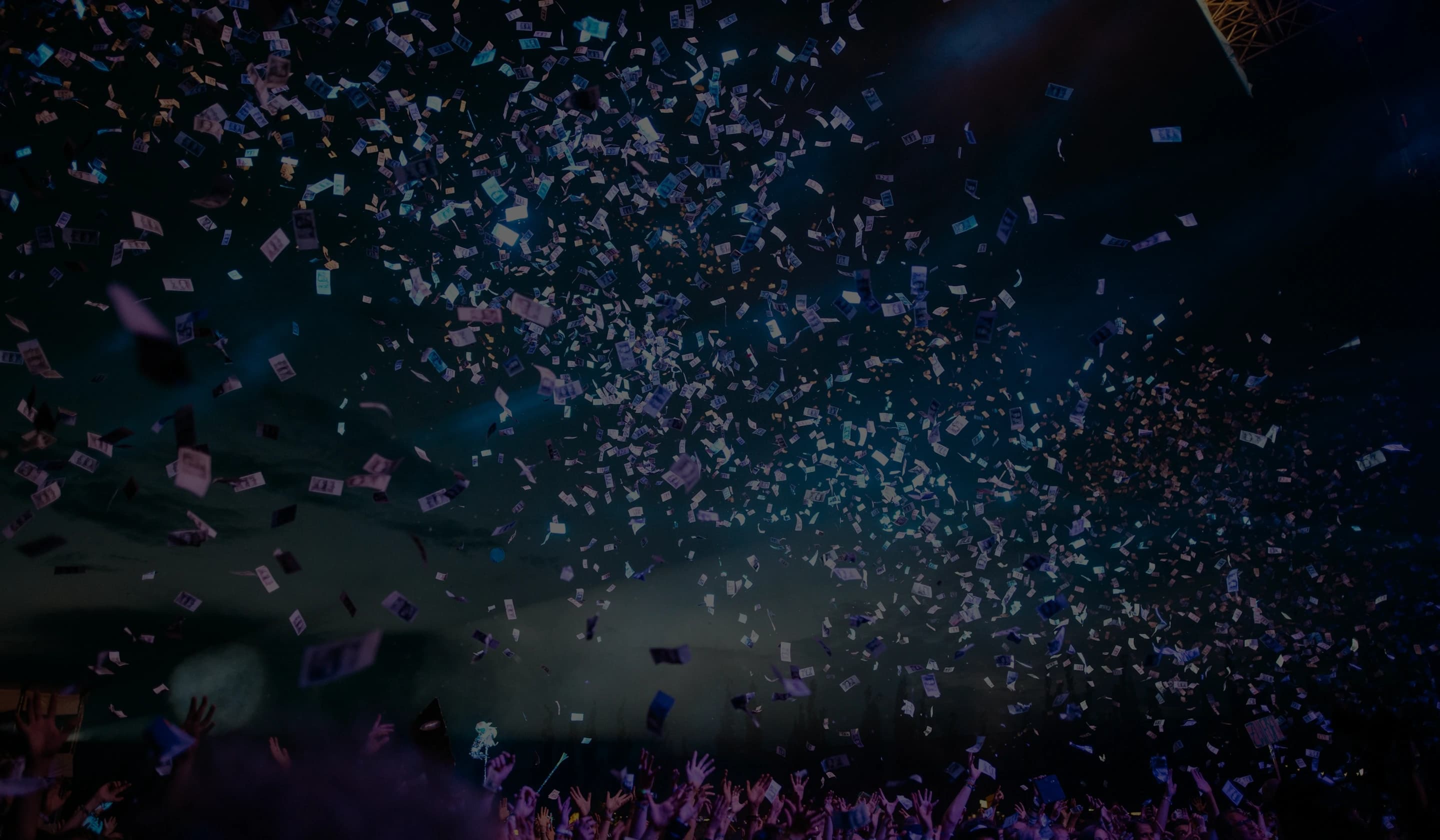Concert crowd with confetti for live event production